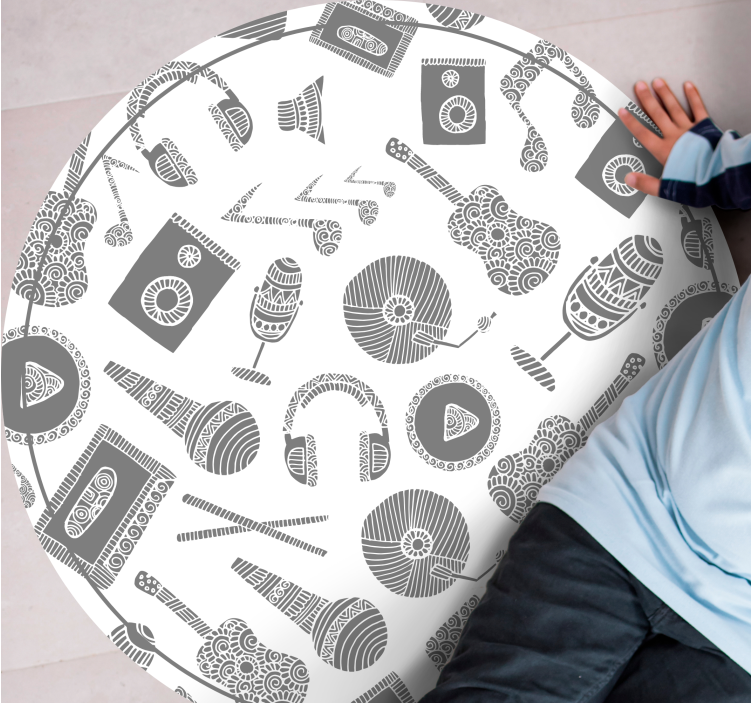 曼陀罗风格圆形地毯中的音乐模式 - TenStickers