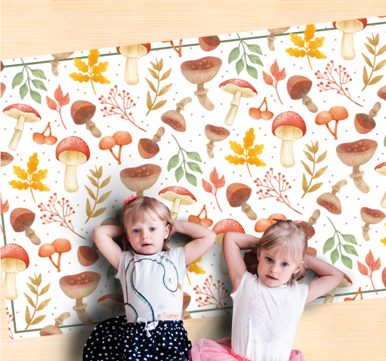 乙烯基地毯特性展现多彩蘑菇元素 - TenStickers