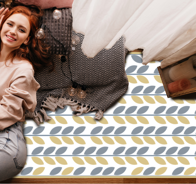 乙烯基地毯特性呈现叶子图案条纹 - TenStickers