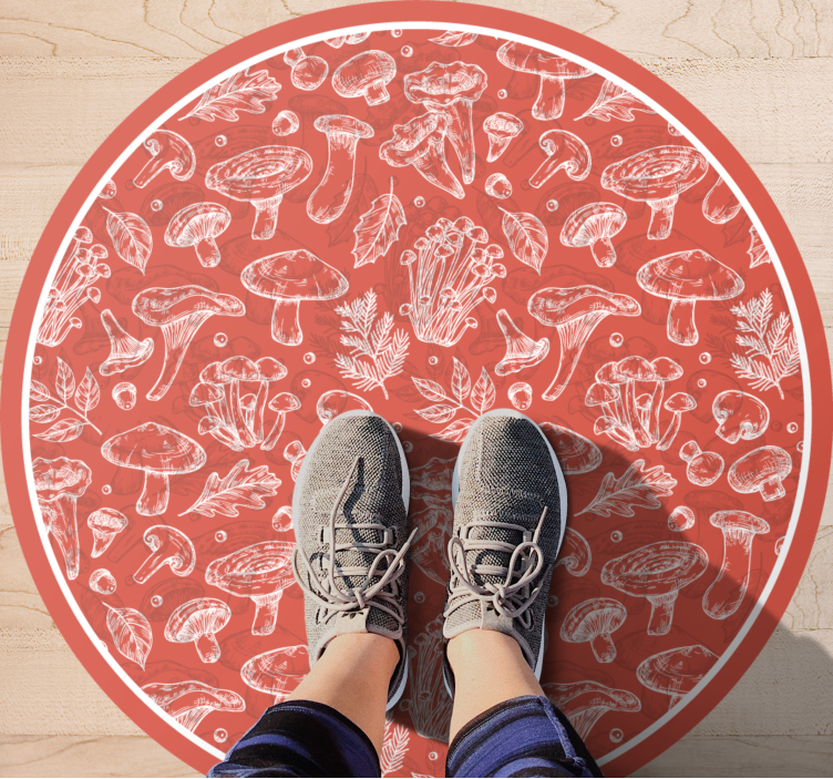 乙烯基地毯特性与蘑菇插图相结合 - TenStickers