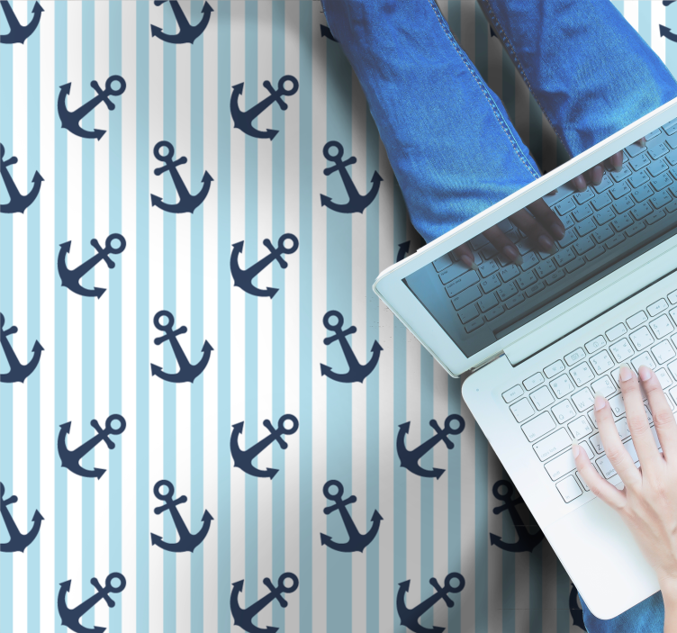 海军蓝竖条纹图案地砖 - TenStickers