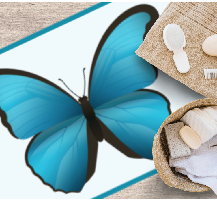 霓虹蓝蝴蝶设计浴室地板 - TenStickers