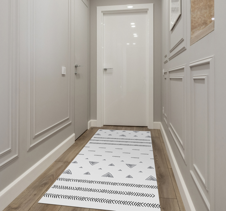 北欧黑白条纹乙烯基地毯 - TenStickers