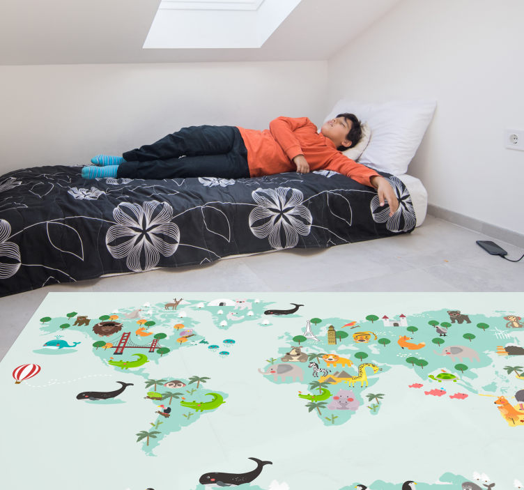 北欧土耳其世界地图儿童乙烯基地毯 - TenStickers