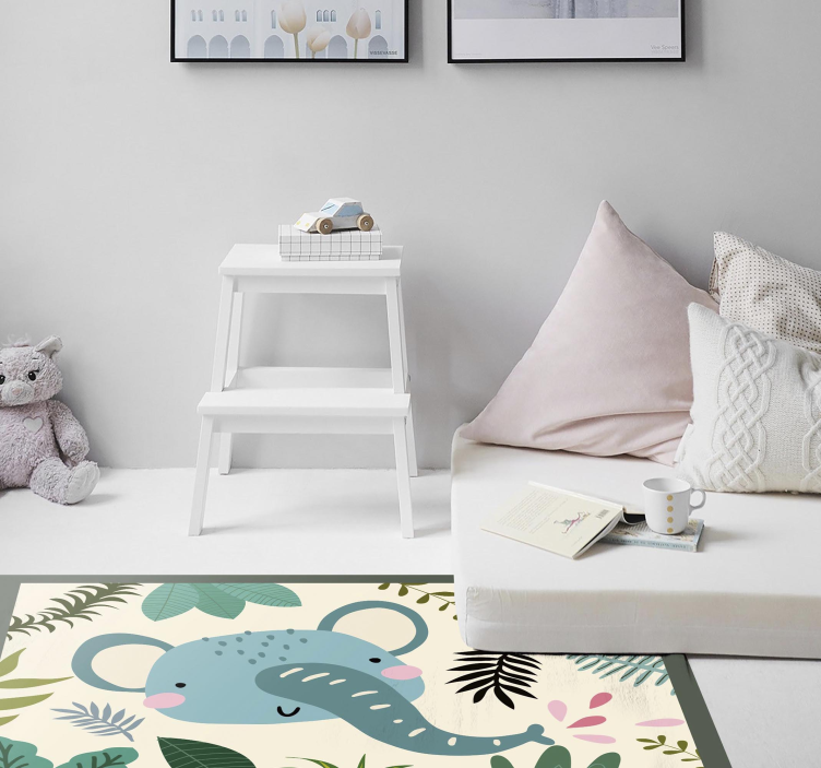 乙烯基地毯托儿所大象插图 - TenStickers