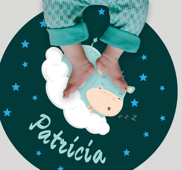 乙烯基地毯托儿所睡眠河马定制名字 - TenStickers