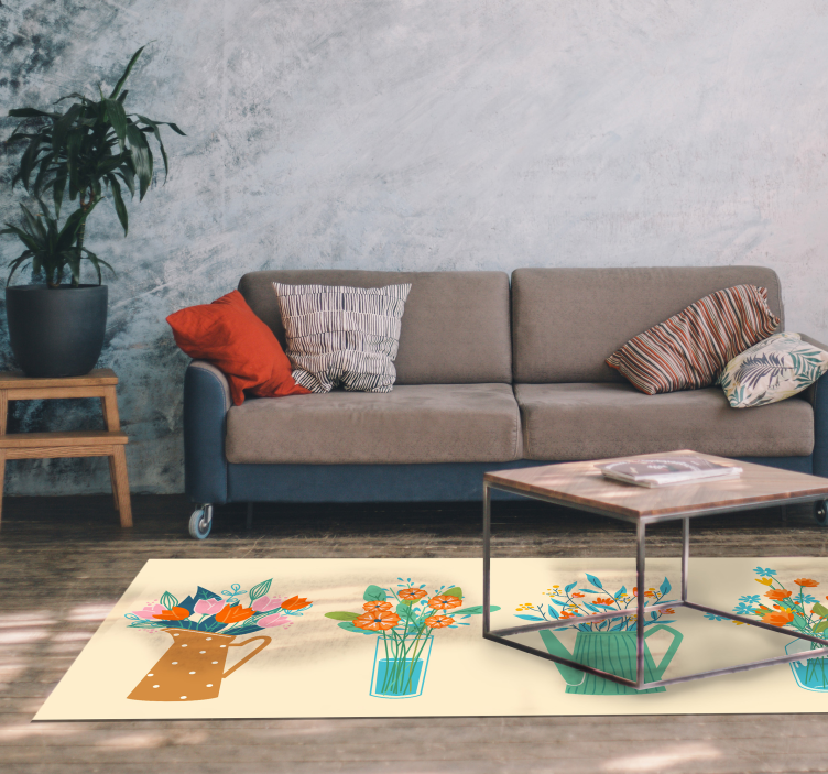 牡丹卡通束花地毯 - TenStickers