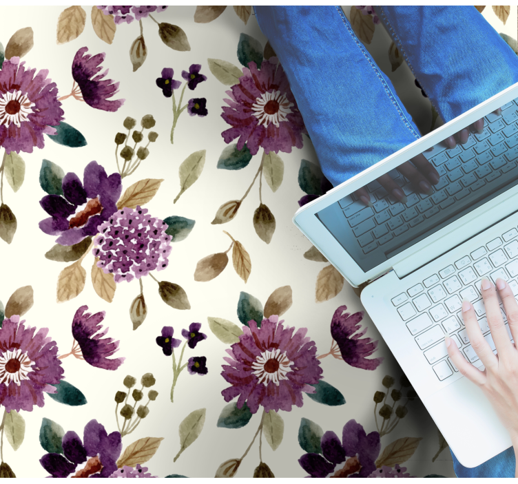 紫色和绿色的花地毯 - TenStickers