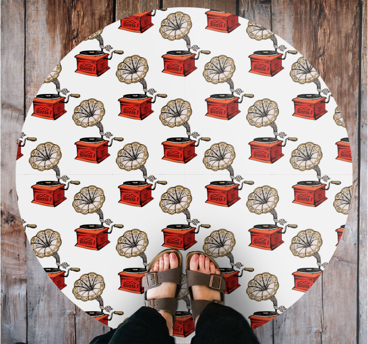 复古留声机图案圆形地毯 - TenStickers