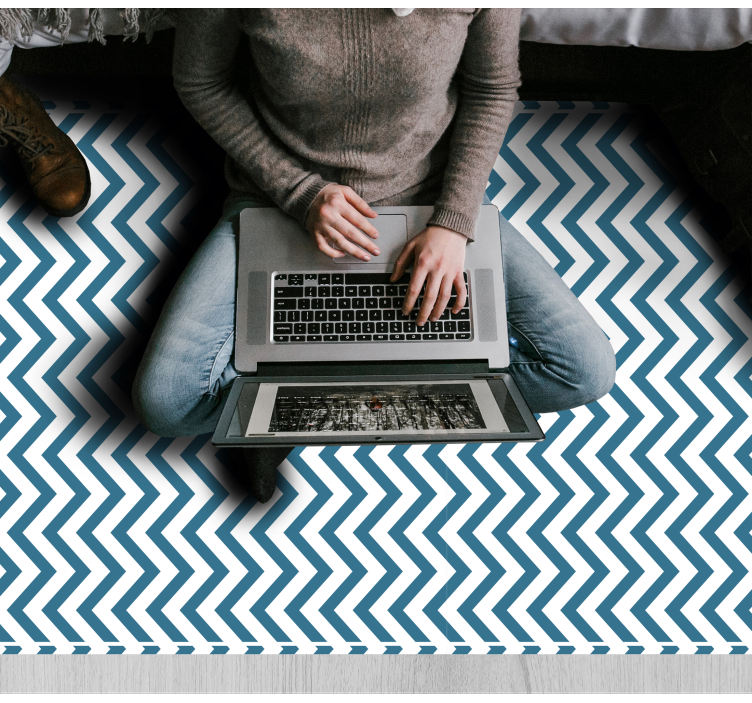 乙烯基地毯条纹蓝白色人字纹样式 - TenStickers