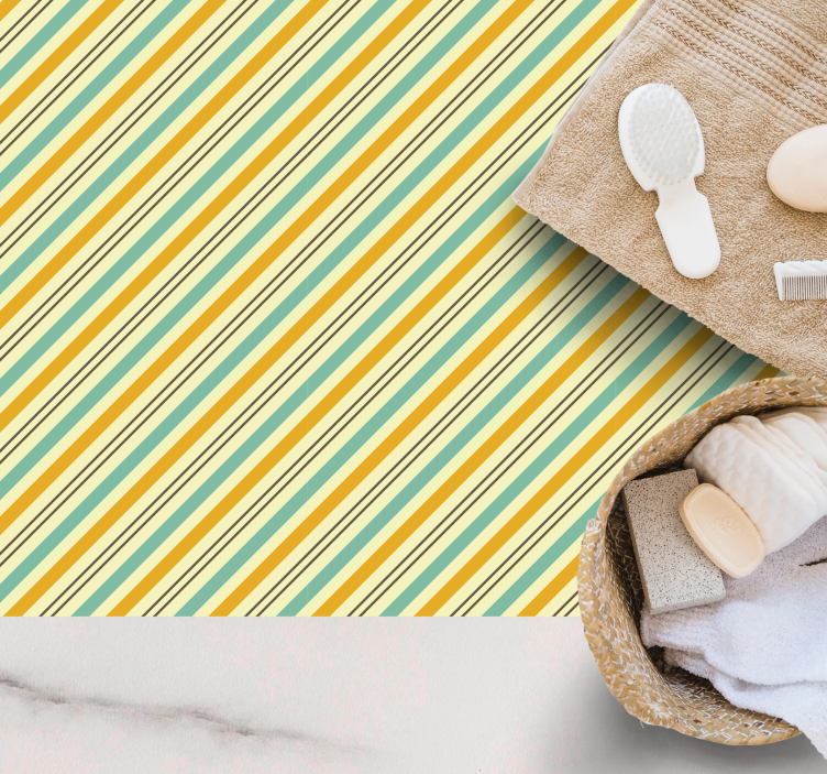 乙烯基地毯条纹对角蓝黄 - TenStickers