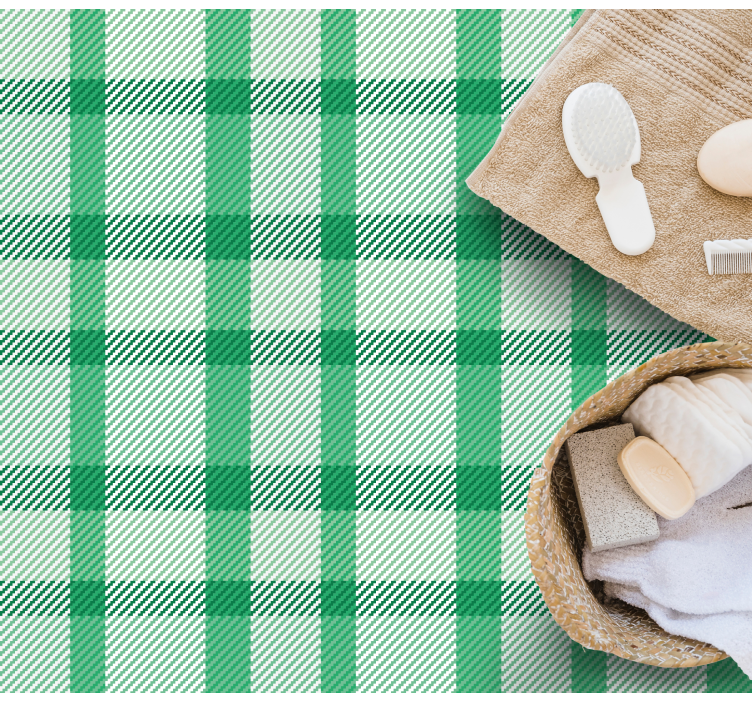 乙烯基地毯条纹 绿色方格图案 - TenStickers