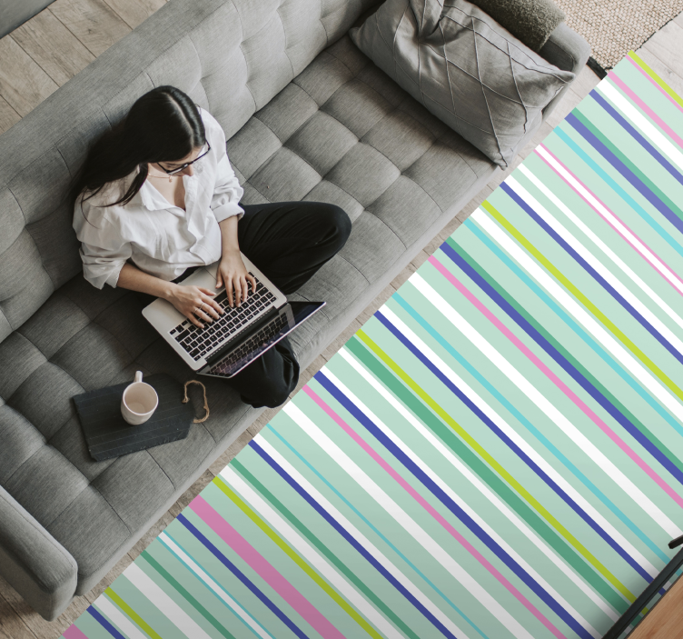 乙烯基地毯条纹多彩优雅图案 - TenStickers