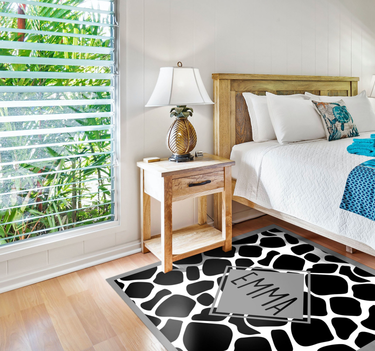 乙烯基地毯黑白长颈鹿带名字 - TenStickers