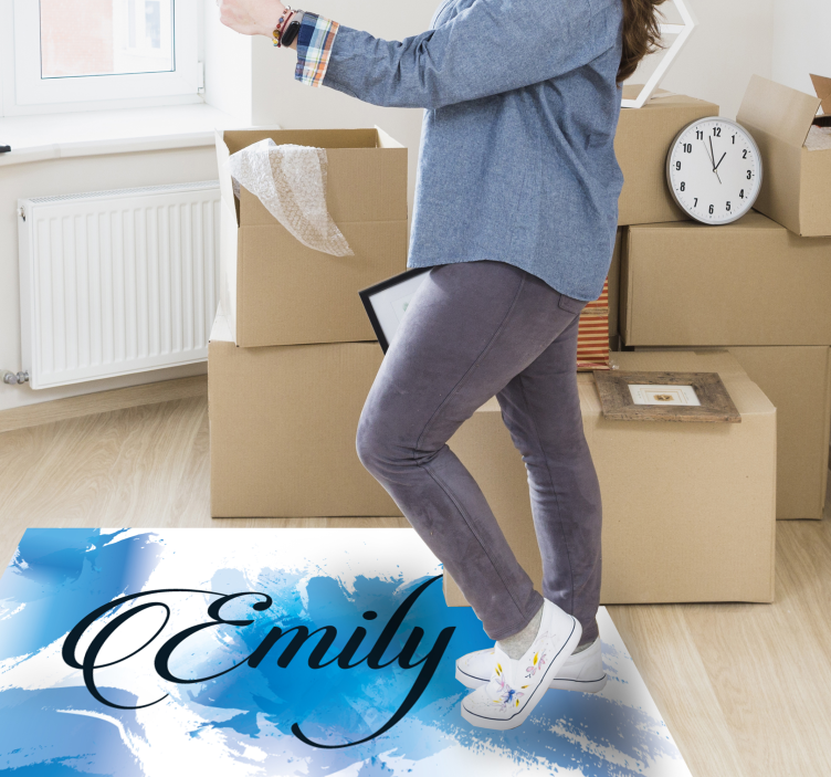 乙烯基地毯 蓝色水花与名字 - TenStickers