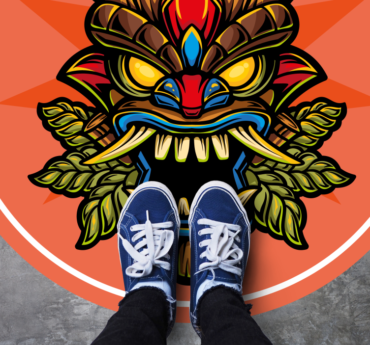 乙烯基地毯印花图案tiki面具 - TenStickers
