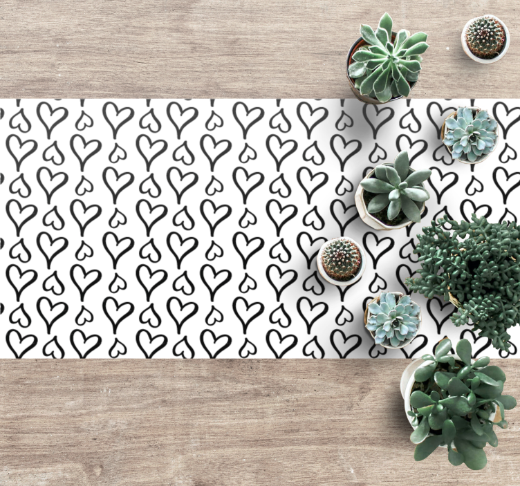 乙烯基地毯质地黑心形图案 - TenStickers