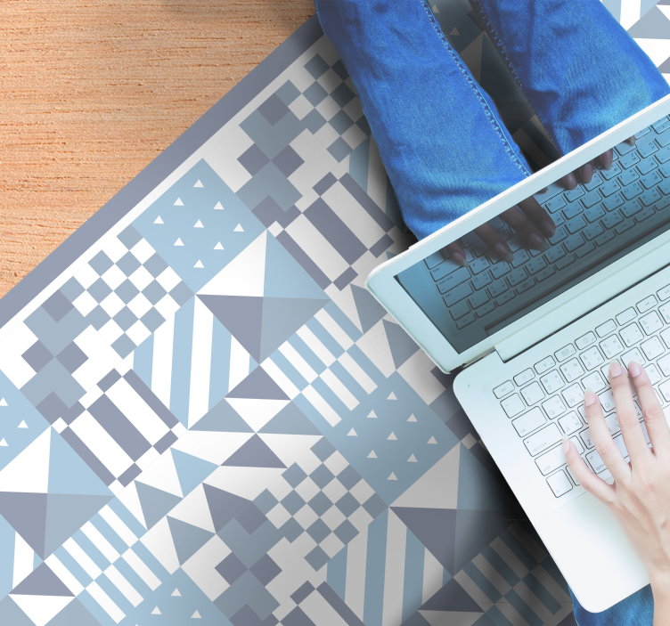 乙烯基地毯 蓝色几何图案 - TenStickers