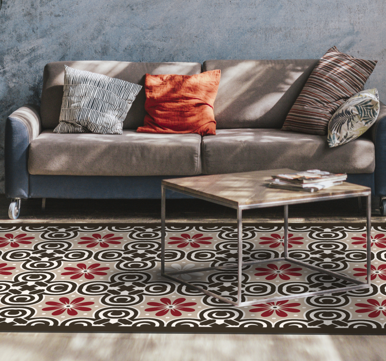 乙烯基地毯花卉圆形图案 - TenStickers