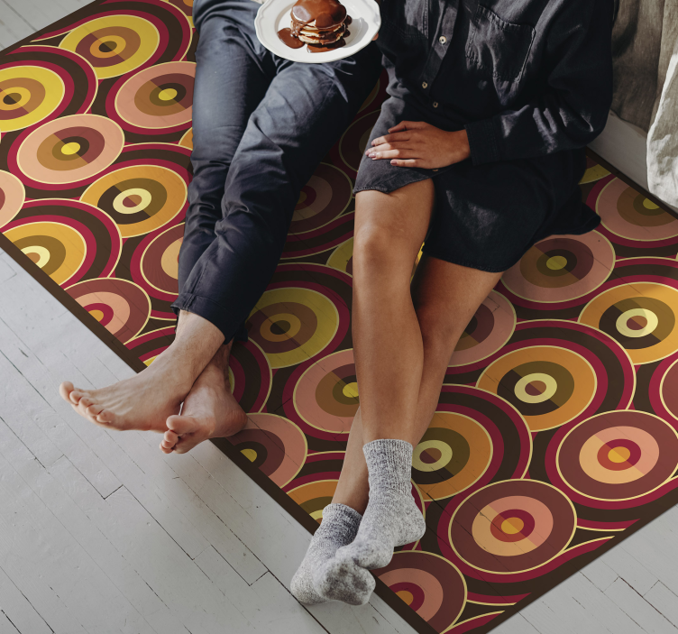 乙烯基复古地毯，鲜艳棕色圆圈 - TenStickers