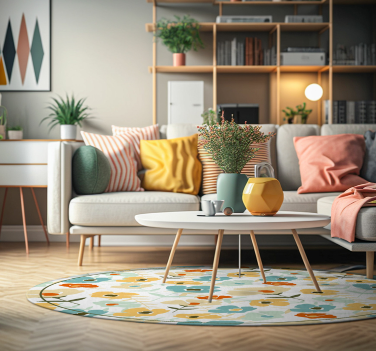 乙烯基地毯特性 水彩花 - TenStickers