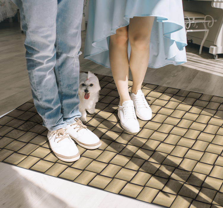 乙烯基地毯木纹棕色砖瓦图案 - TenStickers