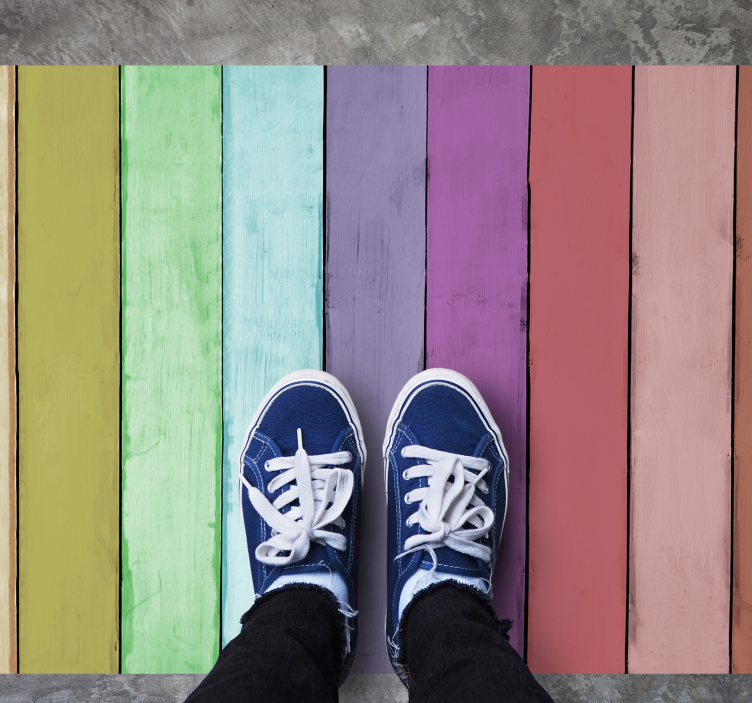 乙烯基地毯木纹绚丽彩虹线条 - TenStickers