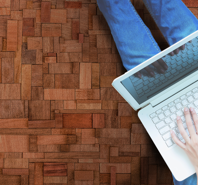 乙烯基地毯木纹温暖方块图案 - TenStickers