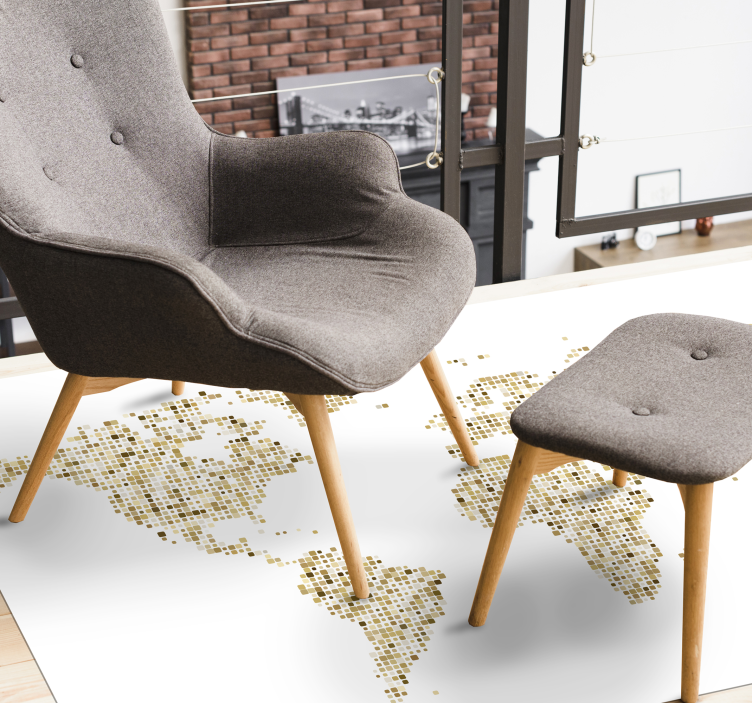 乙烯基地毯金色地图轮廓 - TenStickers