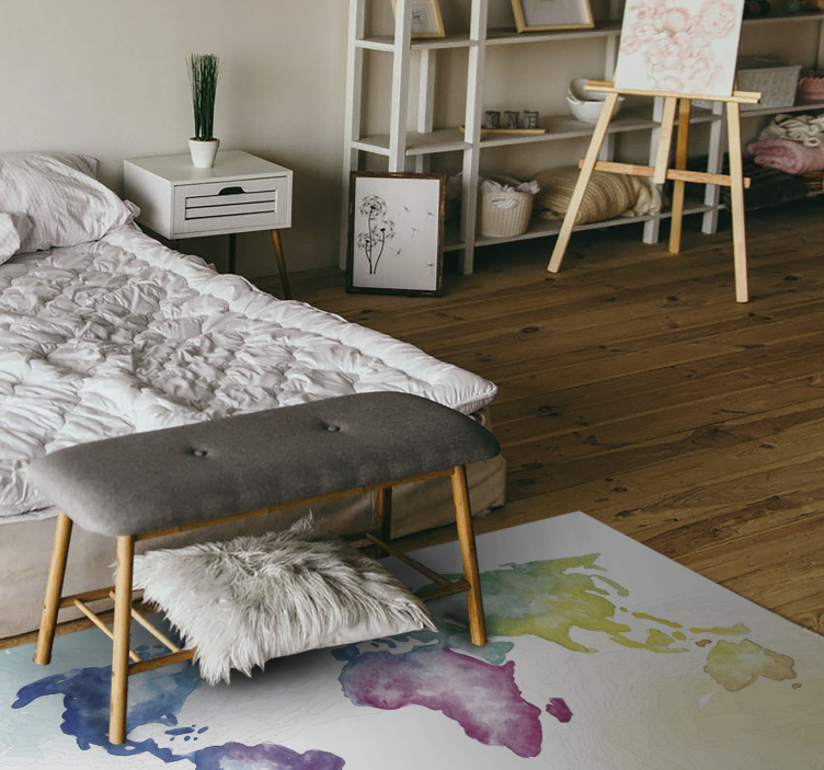 乙烯基地毯生动的全球地图 - TenStickers