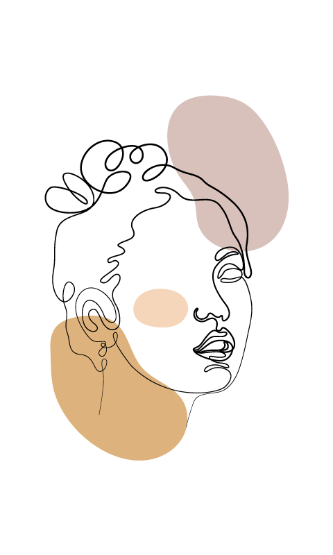 乙烯基地毯白色 抽象的脸和圆圈 - TenStickers