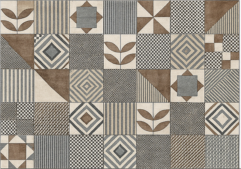 乙烯基厨房地毯，抽象几何自然风格 - TenStickers