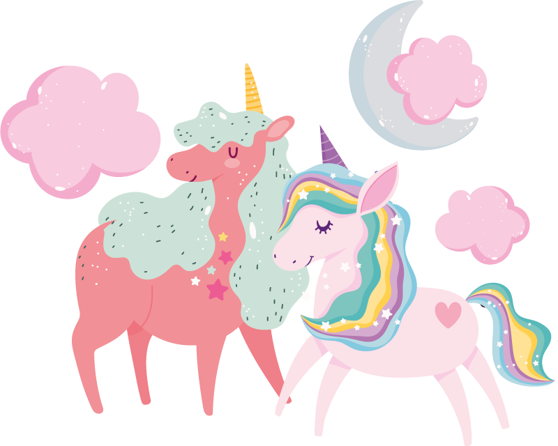 乙烯基地毯动物小独角兽与母马 - TenStickers