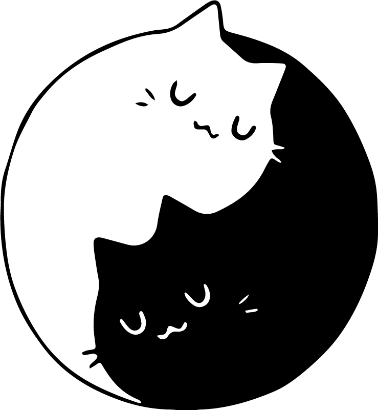 乙烯基地毯动物阴阳猫 - TenStickers