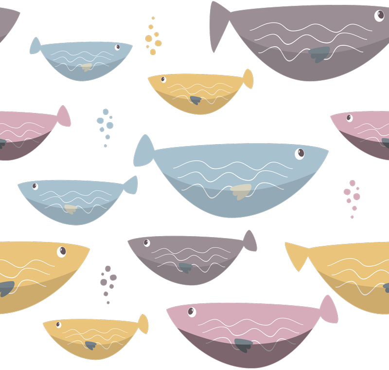 乙烯基地毯动物适合儿童的彩色鱼 - TenStickers