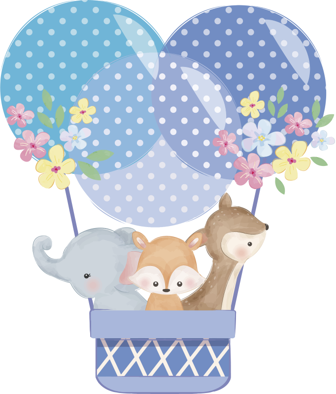 乙烯基地毯动物水彩动物热气球 - TenStickers