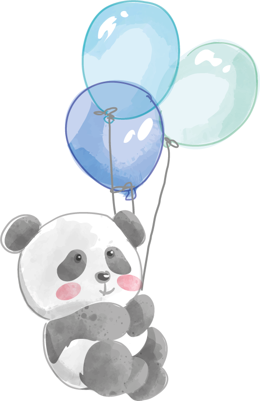 乙烯基地毯动物宝宝班达抱着三只气球 - TenStickers