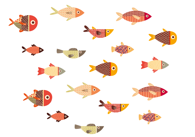 乙烯基地毯动物圆形彩色鱼 - TenStickers