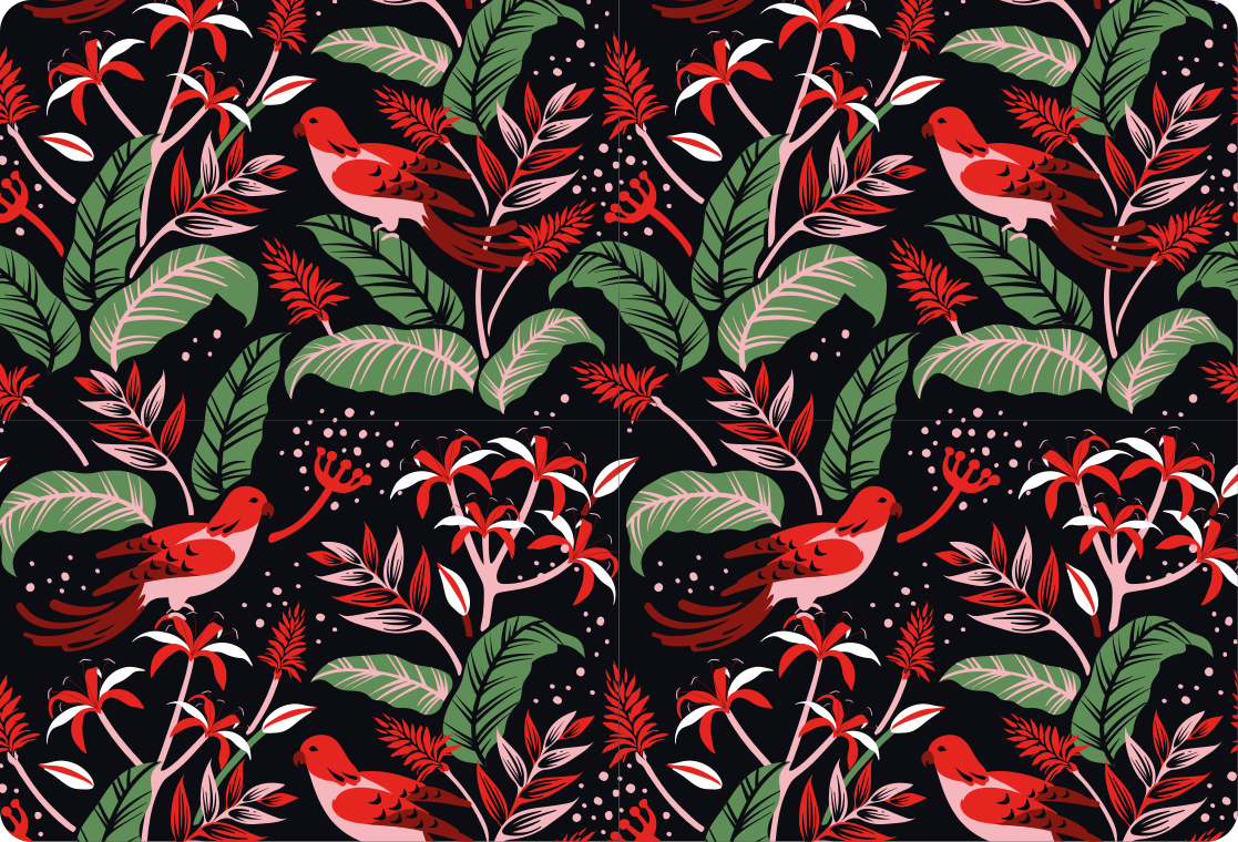 乙烯基地毯动物红粉色叶子图案 - TenStickers