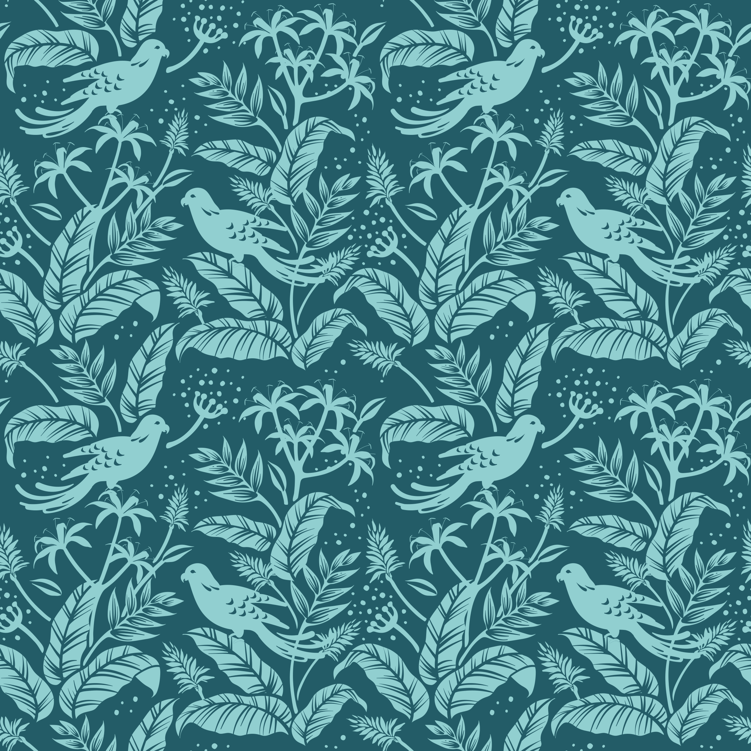 乙烯基地毯动物与蓝绿色飞鸟 - TenStickers