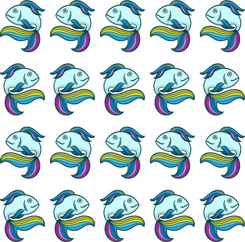 乙烯基地毯动物蓝霓虹鱼 - TenStickers