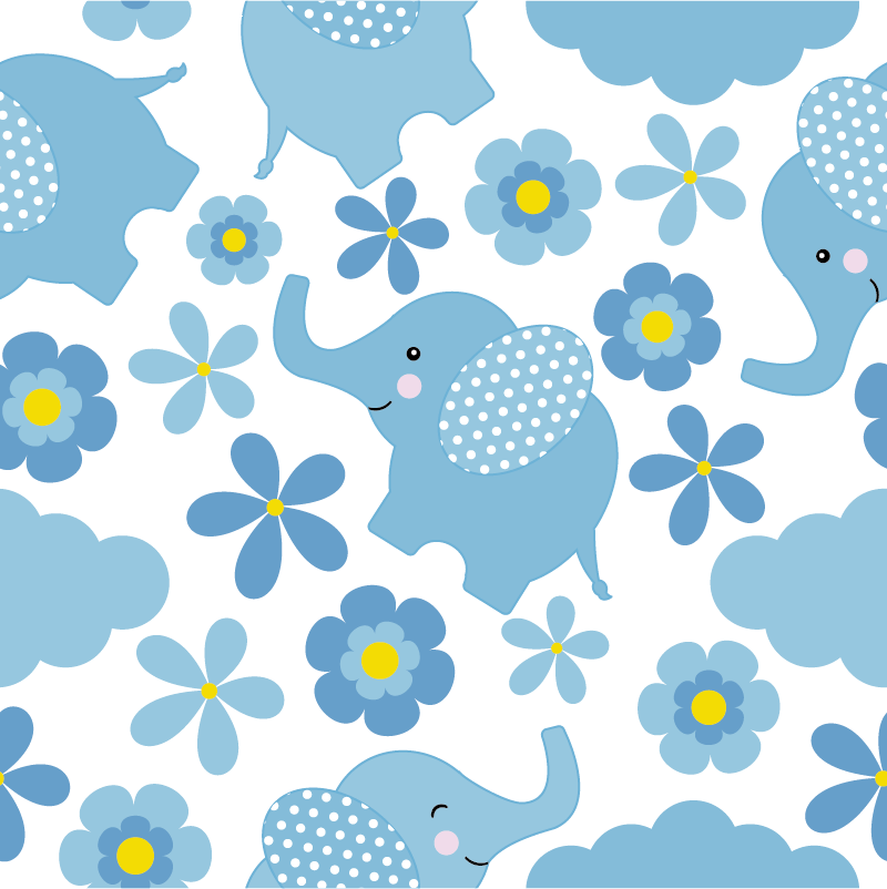 乙烯基地毯动物蓝色小象 - TenStickers