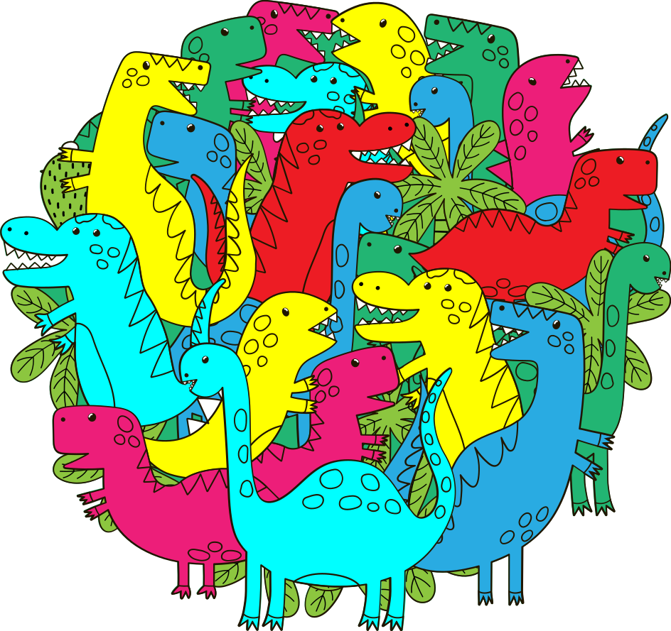 乙烯基地毯动物圆形多彩恐龙儿童用 - TenStickers