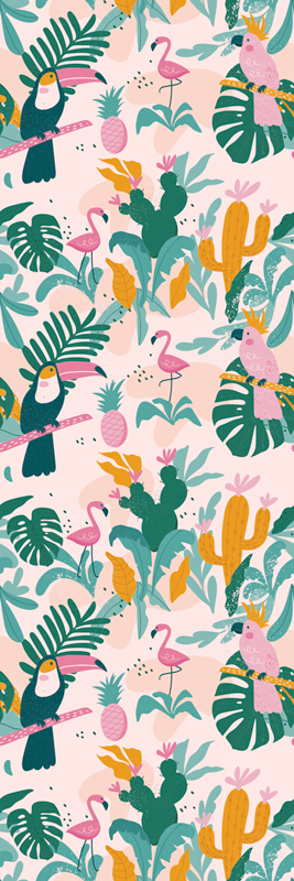 乙烯基地毯动物绿色鸟与叶子 - TenStickers