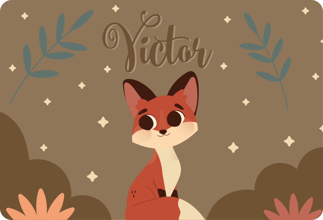 乙烯基地毯动物可爱的狐狸男孩姓名款 - TenStickers