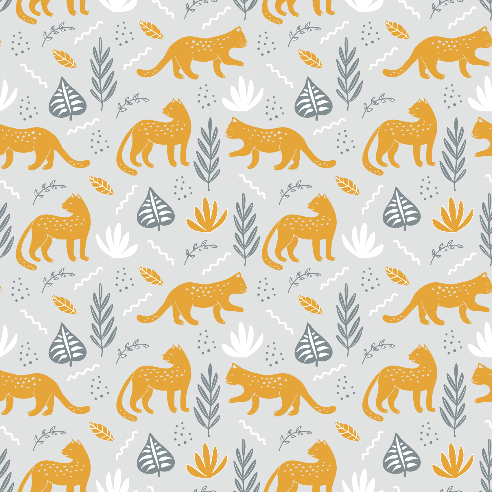 乙烯基地毯动物豹子行走浅色背景图案 - TenStickers