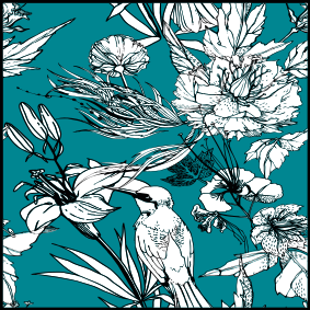 乙烯基地毯动物白色野鸟优雅图案 - TenStickers