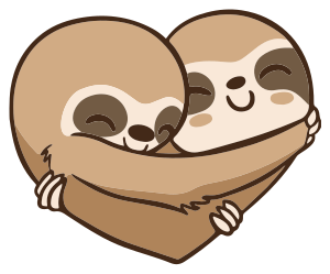 乙烯基地毯动物动漫树懒心形图案 - TenStickers