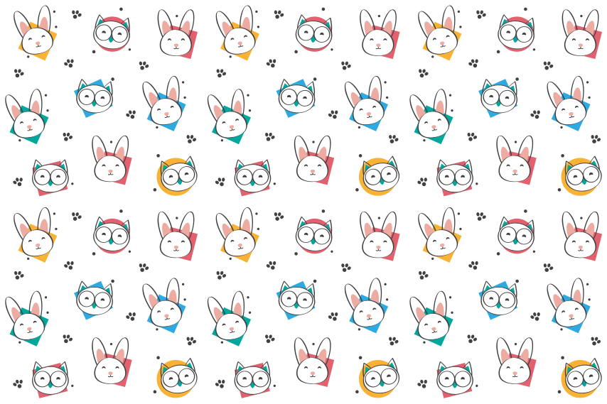 乙烯基地毯动物猫头鹰兔子图案 - TenStickers