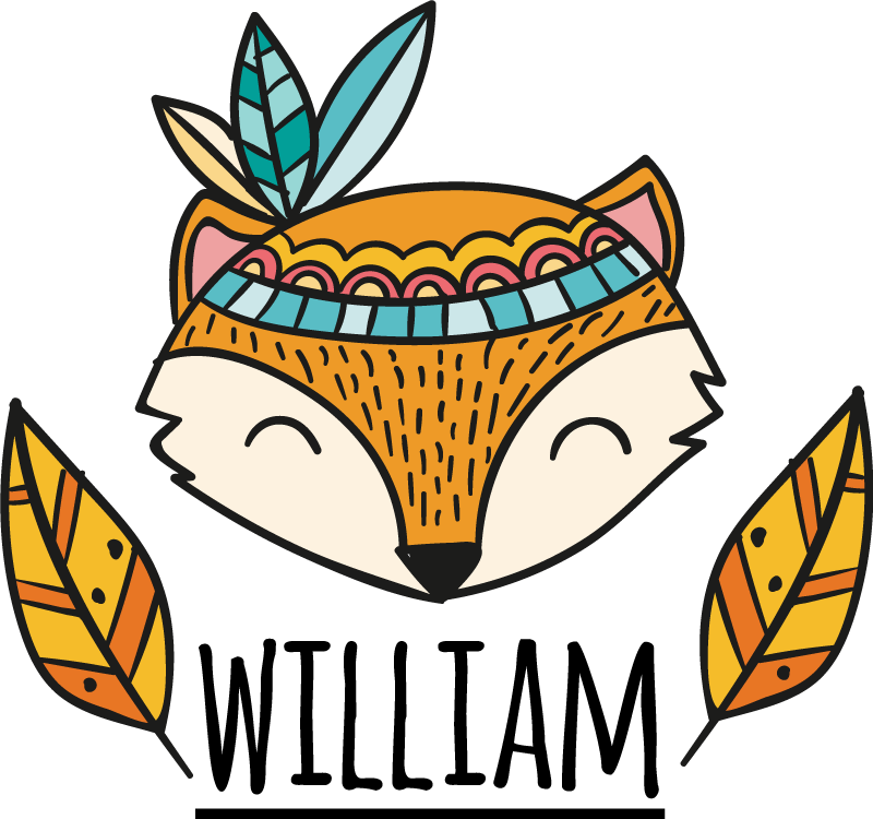 乙烯基地毯动物北欧羽毛狐狸个性化 - TenStickers